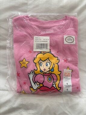Girls Pink Princess Peach Graphic Sweater
